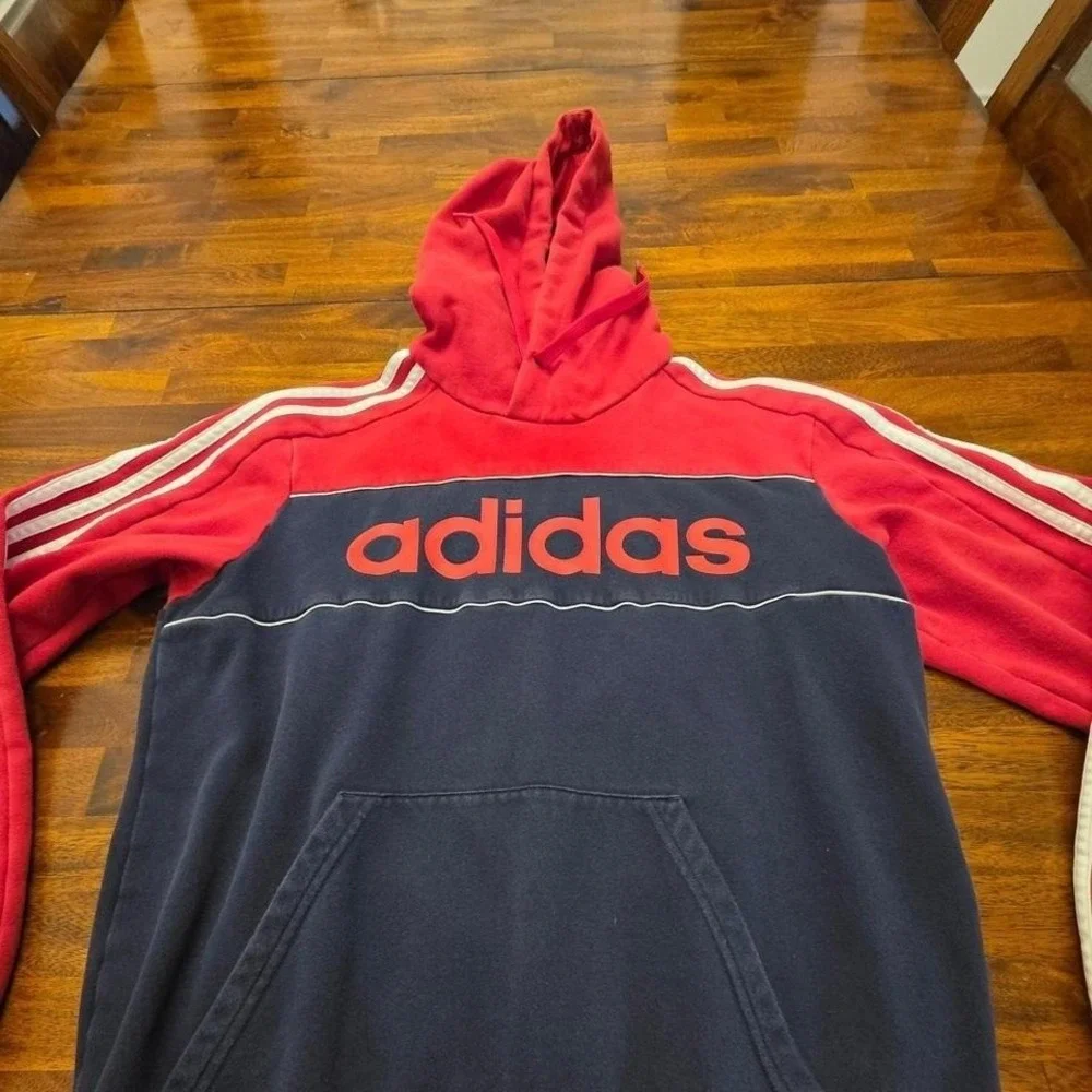 Adidas hoodie red and navy medium